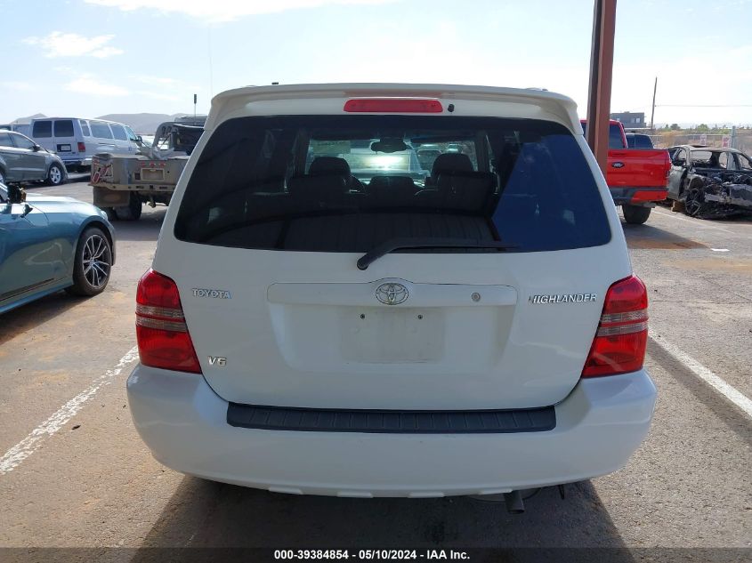 2001 Toyota Highlander V6 VIN: JTEGF21A710011736 Lot: 39384854