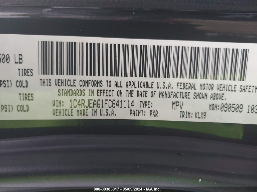 2015 Jeep Grand Cherokee Altitude VIN: 1C4RJEAG1FC641114 Lot: 39385017