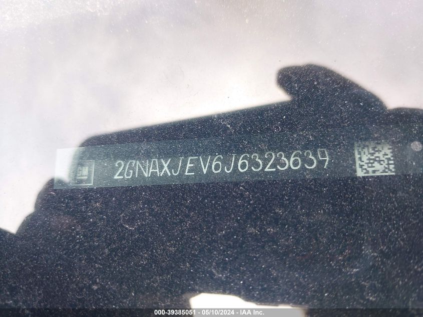 2018 Chevrolet Equinox Lt VIN: 2GNAXJEV6J6323639 Lot: 39385051