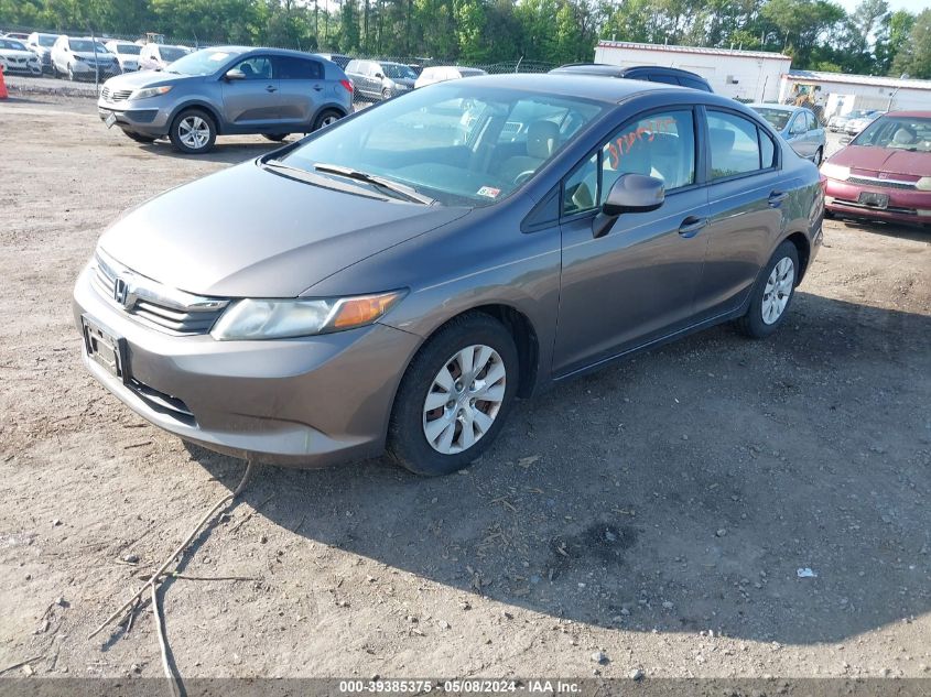 2012 Honda Civic Lx VIN: 19XFB2F54CE048583 Lot: 39385375