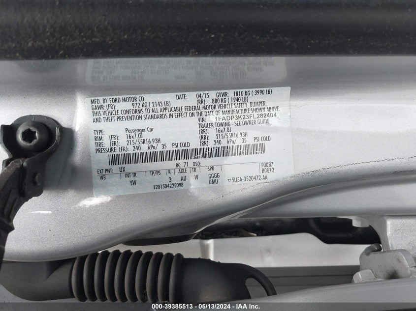 2015 FORD FOCUS SE - 1FADP3K23FL282404