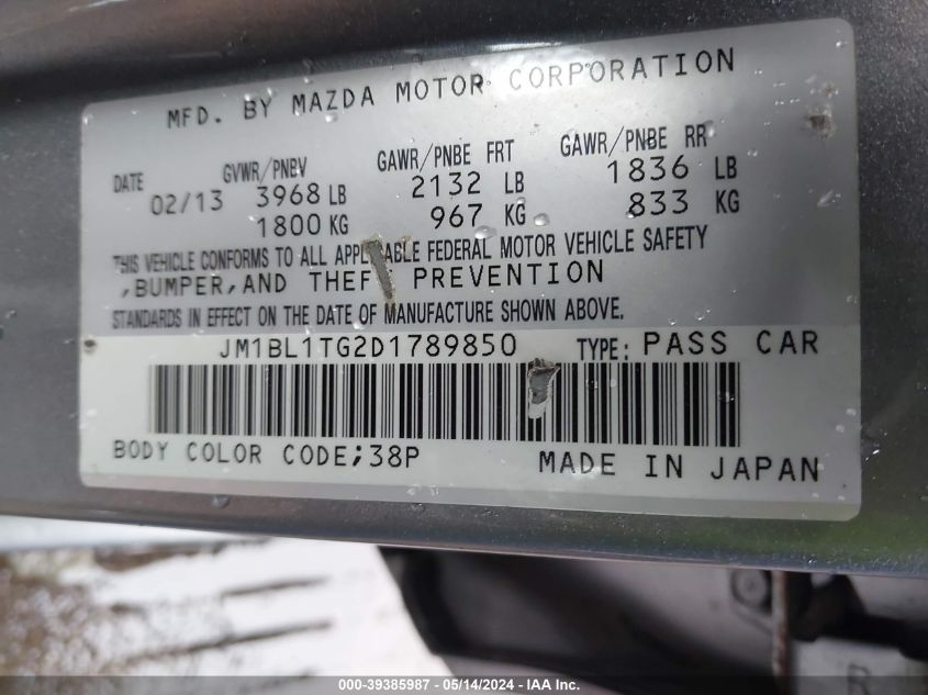 2013 Mazda Mazda3 I Sv VIN: JM1BL1TG2D1789850 Lot: 39385987