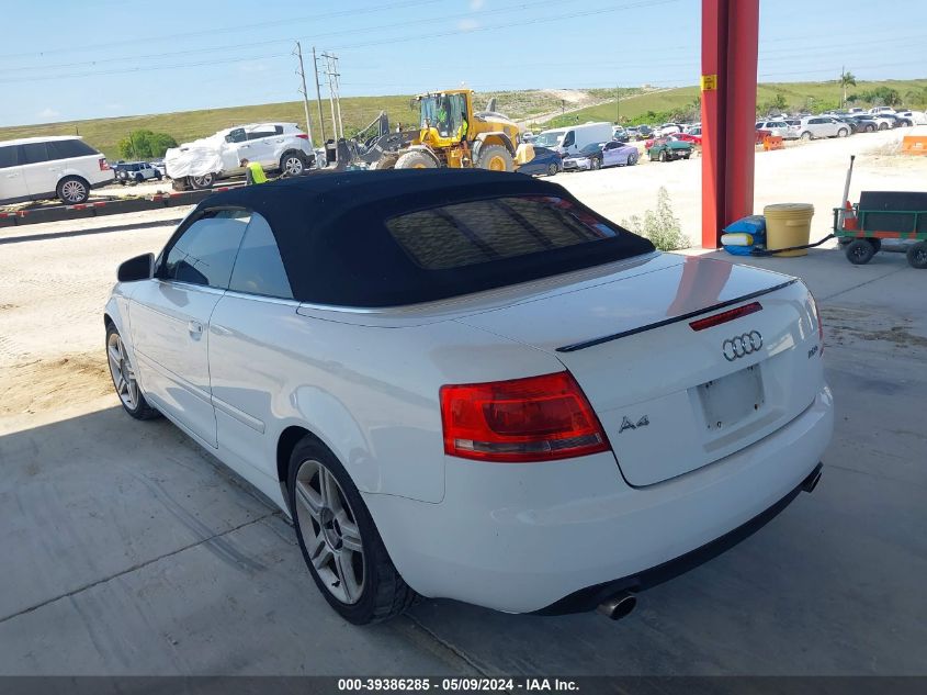 2007 Audi A4 2.0T VIN: WAUAF48H97K022305 Lot: 39386285