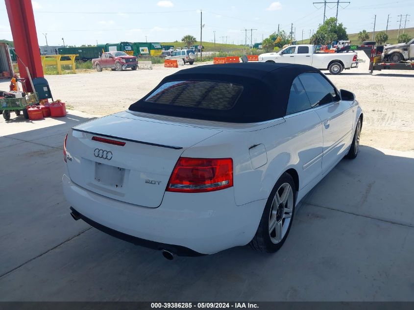 2007 Audi A4 2.0T VIN: WAUAF48H97K022305 Lot: 39386285