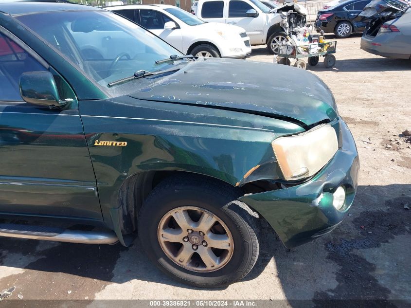 2002 Toyota Highlander Limited V6 VIN: JTEGF21AX20029620 Lot: 39386821