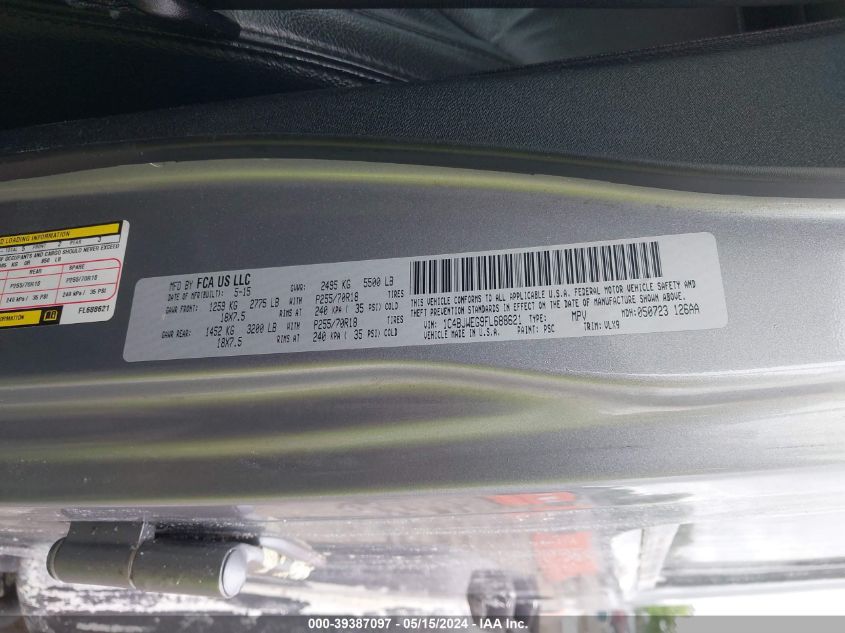 2015 Jeep Wrangler Unlimited Altitude VIN: 1C4BJWEG9FL688621 Lot: 39387097