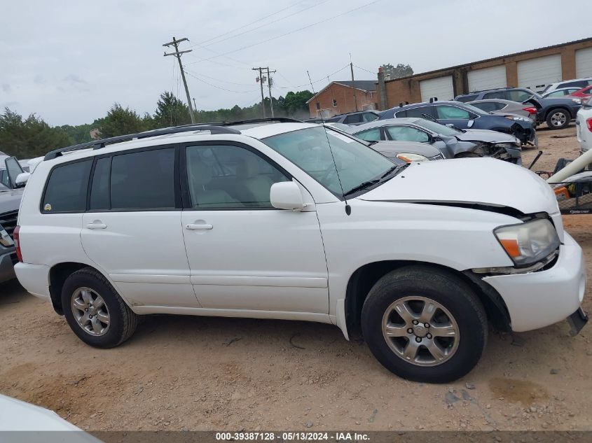2007 Toyota Highlander V6 VIN: JTEGP21A670142355 Lot: 39387128