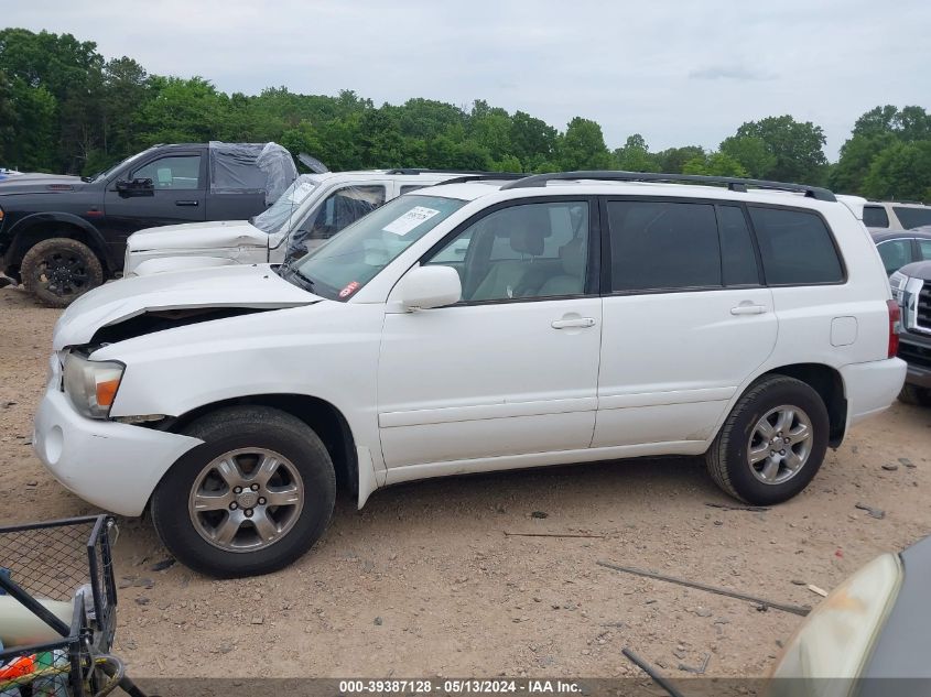 2007 Toyota Highlander V6 VIN: JTEGP21A670142355 Lot: 39387128