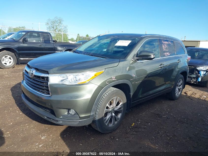 2014 Toyota Highlander Xle V6 VIN: 5TDJKRFH1ES015238 Lot: 39387622