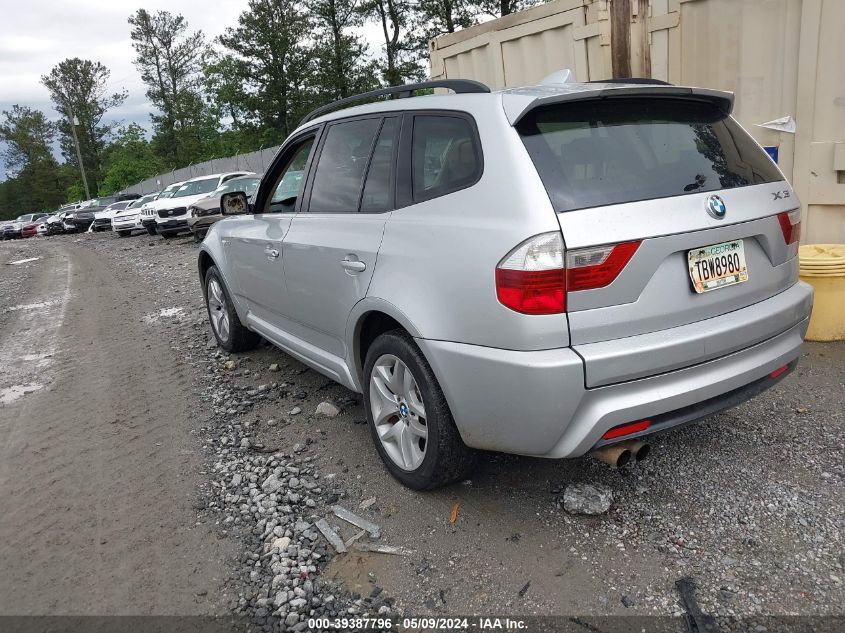 2008 BMW X3 3.0Si VIN: WBXPC93448WJ22140 Lot: 39387796