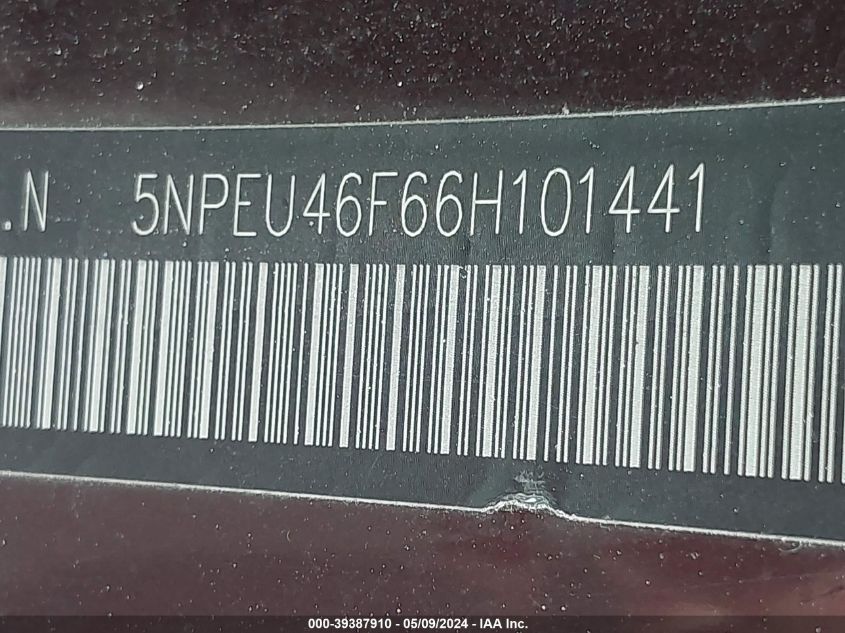 2006 Hyundai Sonata Gls V6/Lx V6 VIN: 5NPEU46F66H101441 Lot: 39387910