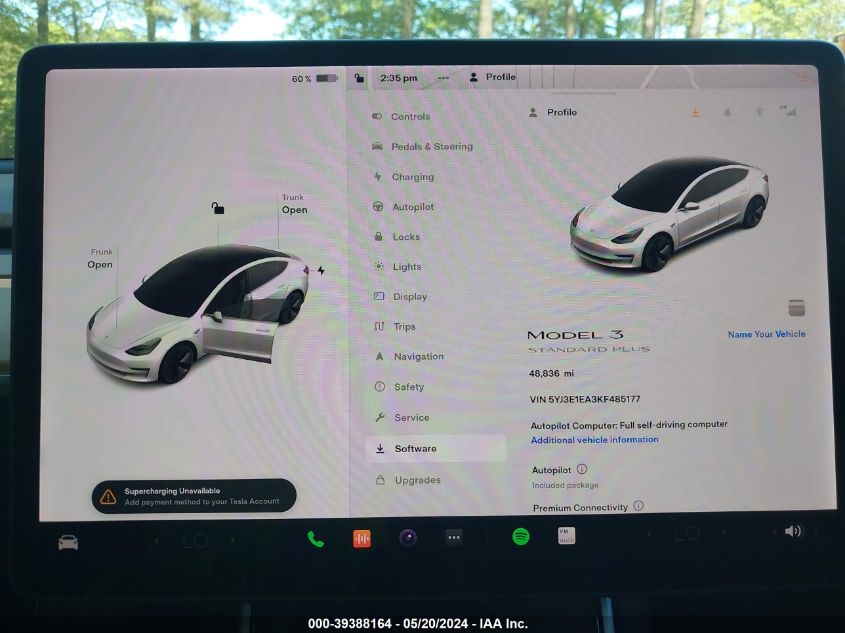 2019 Tesla Model 3 Long Range/Mid Range/Standard Range/Standard Range Plus VIN: 5YJ3E1EA3KF485177 Lot: 39388164