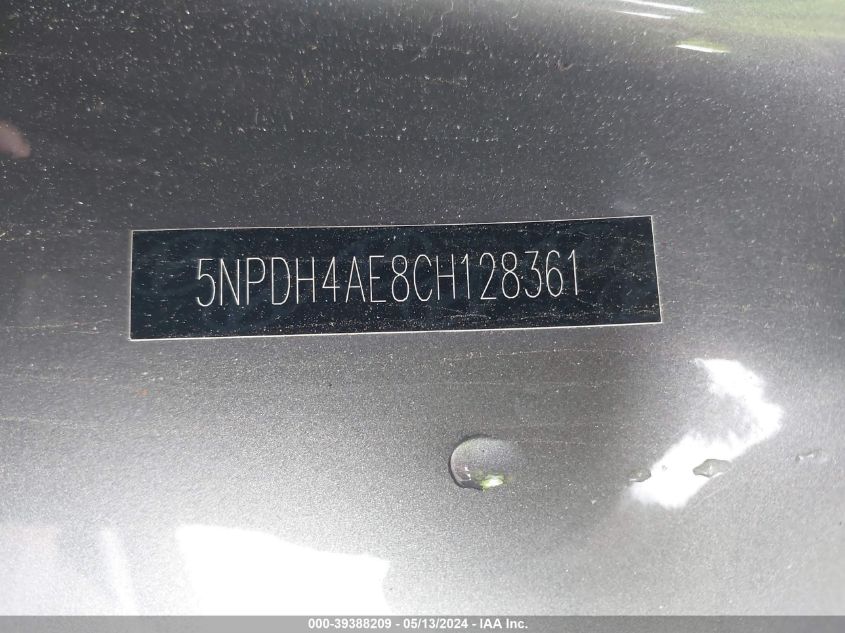 2012 Hyundai Elantra Limited VIN: 5NPDH4AE8CH128361 Lot: 39388209