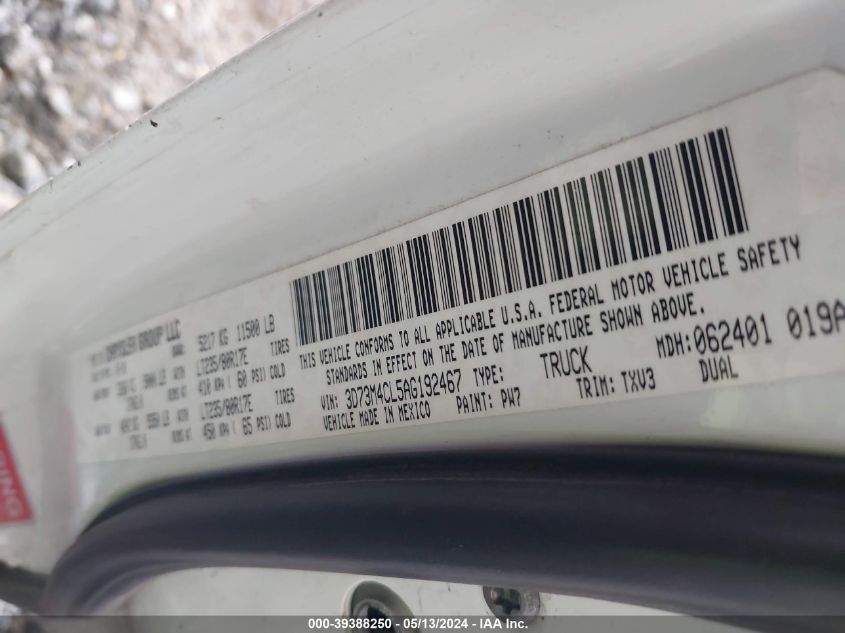 2010 Dodge Ram 3500 St VIN: 3D73M4CL5AG192467 Lot: 39388250