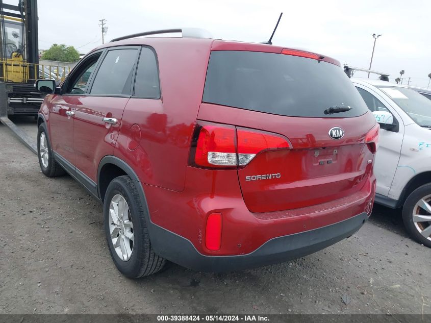 2015 Kia Sorento Lx VIN: 5XYKT4A67FG645127 Lot: 39388424