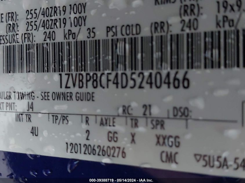 2013 FORD MUSTANG GT - 1ZVBP8CF4D5240466