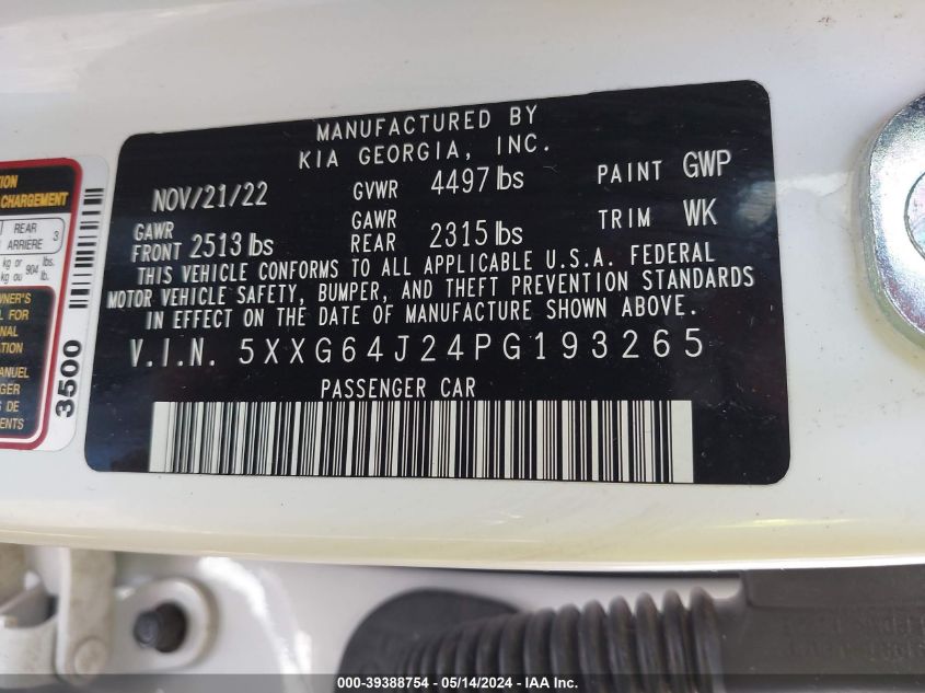 2023 Kia K5 Gt-Line VIN: 5XXG64J24PG193265 Lot: 39388754