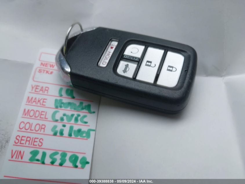 2019 Honda Civic Ex VIN: 19XFC1F39KE215394 Lot: 39388838