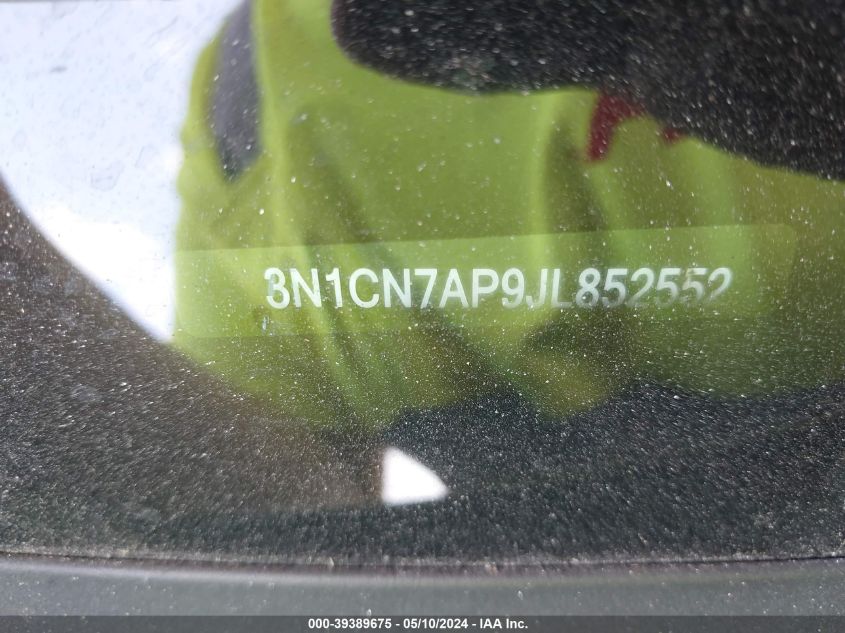 2018 Nissan Versa 1.6 Sv VIN: 3N1CN7AP9JL852552 Lot: 39389675