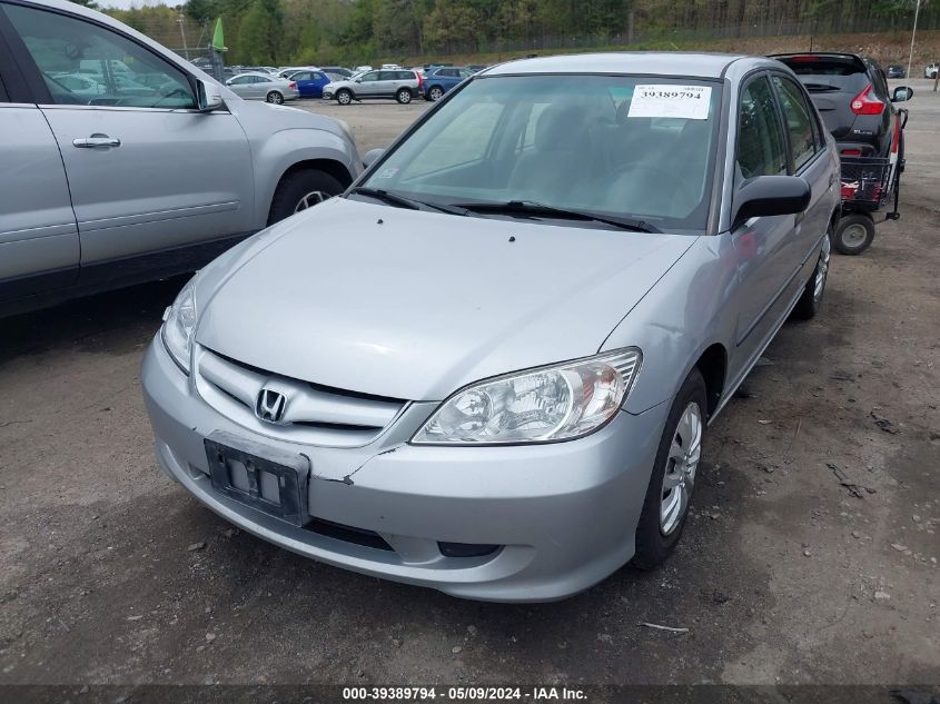 2005 Honda Civic Vp VIN: 2HGES163X5H575430 Lot: 39389794