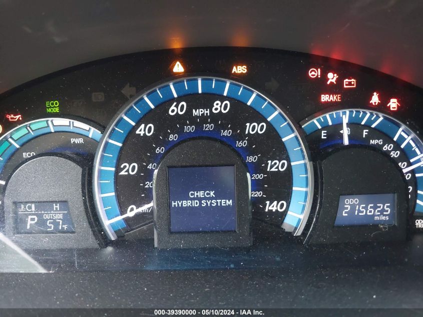 2012 Toyota Camry Hybrid Le VIN: 4T1BD1FK3CU010767 Lot: 39390000