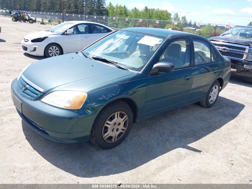 2002 Honda Civic Lx VIN: 1HGES15562L001067 Lot: 39390378