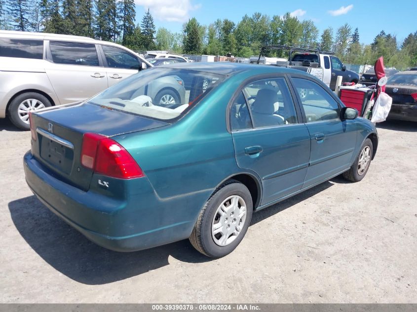 2002 Honda Civic Lx VIN: 1HGES15562L001067 Lot: 39390378