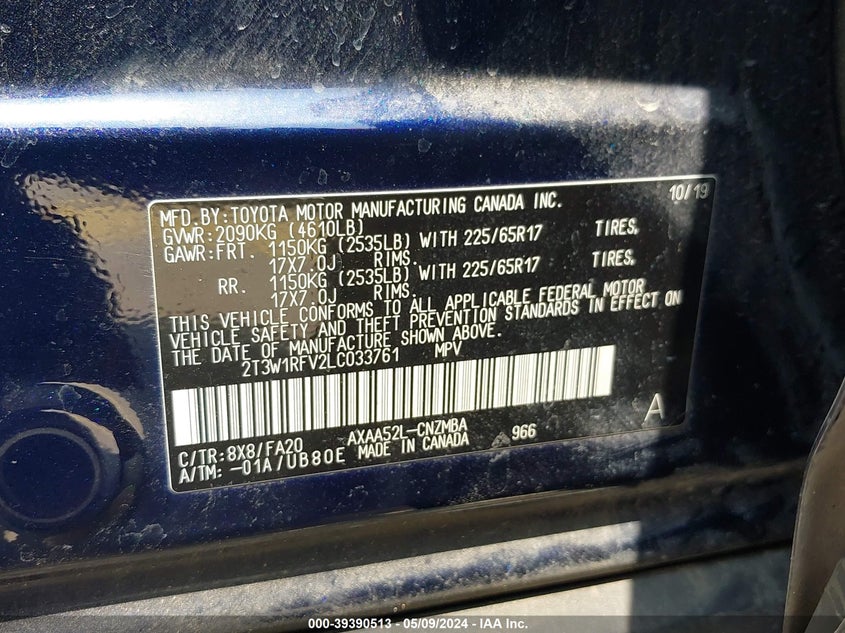 2020 TOYOTA RAV4 XLE - 2T3W1RFV2LC033761