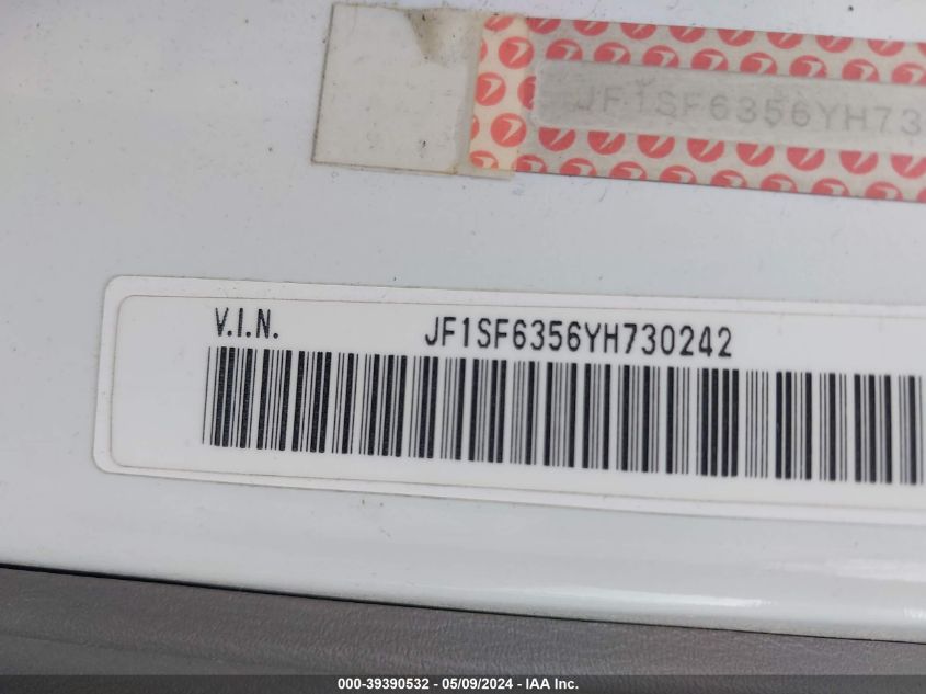 2000 Subaru Forester L VIN: JF1SF6356YH730242 Lot: 39390532