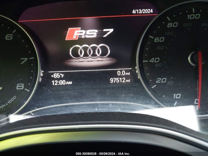 2015 Audi Rs 7 4.0T Prestige VIN: WUAW2AFCXFN900737 Lot: 39390539