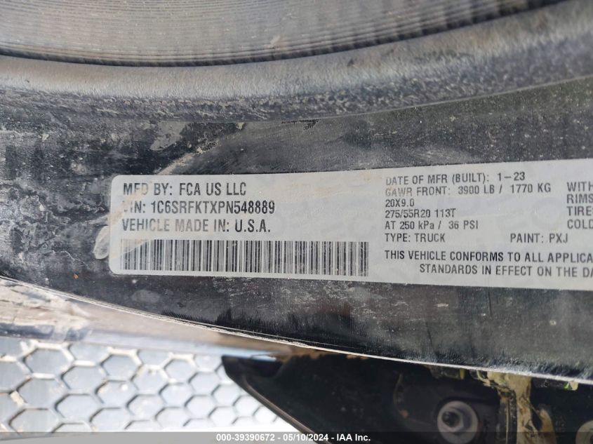 2023 Ram 1500 Limited Longhorn 4X4 5'7 Box VIN: 1C6SRFKTXPN548889 Lot: 39390672