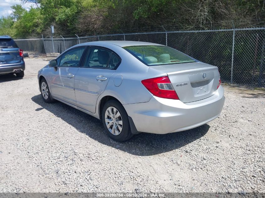 2012 Honda Civic Lx VIN: 19XFB2F5XCE002966 Lot: 39390784