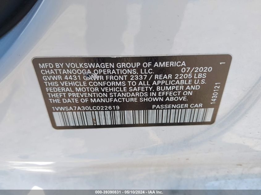 2020 VOLKSWAGEN PASSAT 2.0T SE - 1VWSA7A30LC022619