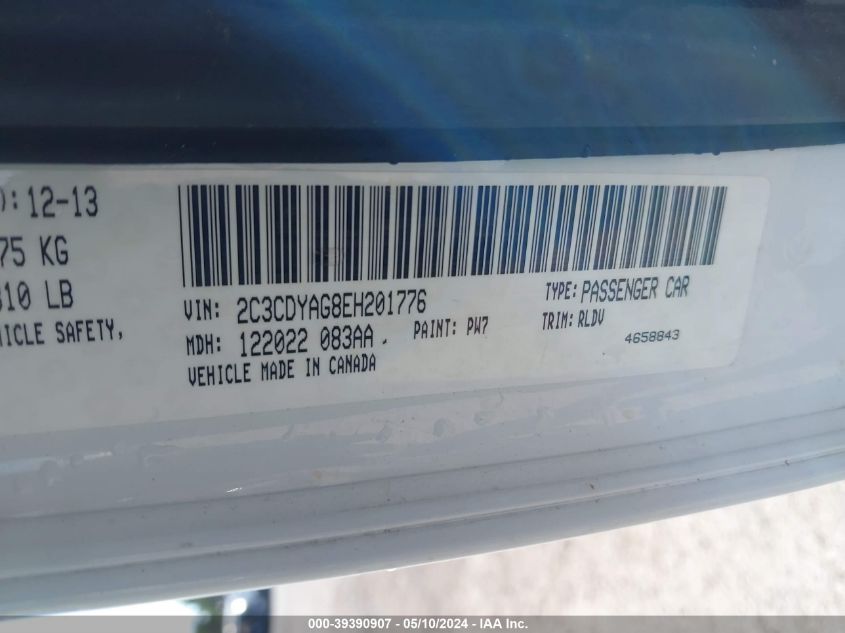 2014 Dodge Challenger Sxt Plus VIN: 2C3CDYAG8EH201776 Lot: 39390907