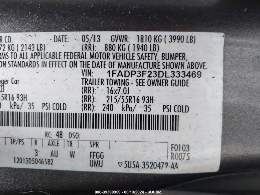 1FADP3F23DL333469 2013 Ford Focus Se