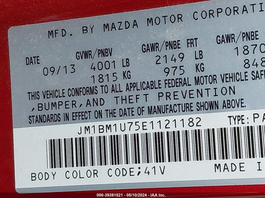 2014 MAZDA MAZDA3 I SPORT - JM1BM1U75E1121182