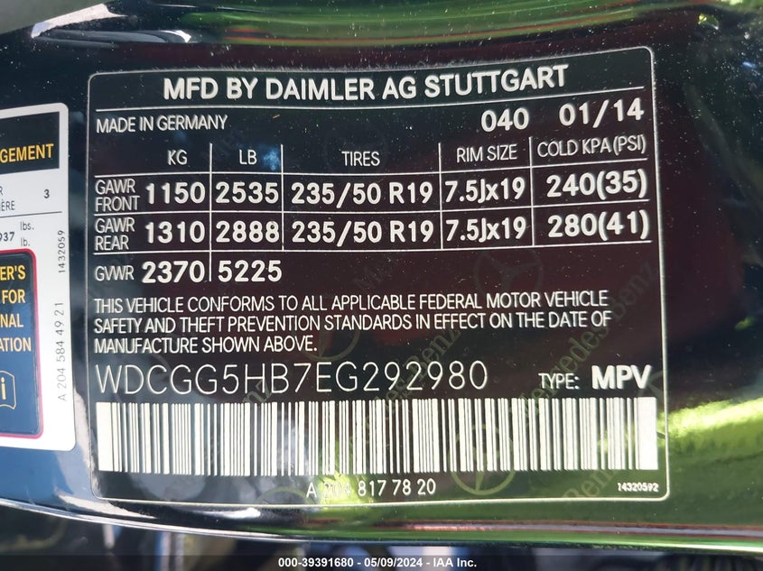 2014 MERCEDES-BENZ GLK 350 - WDCGG5HB7EG292980