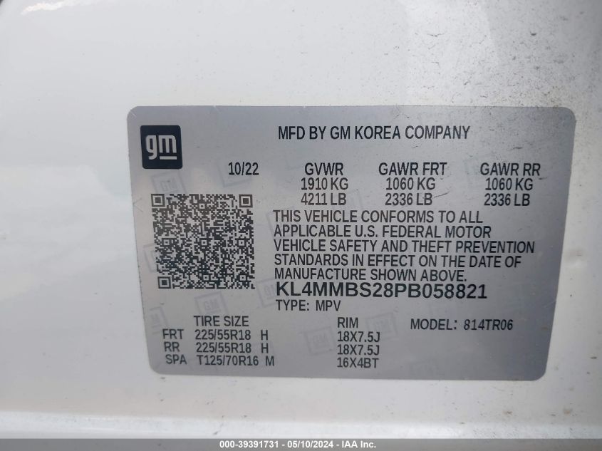 2023 Buick Encore Gx Preferred Fwd VIN: KL4MMBS28PB058821 Lot: 39391731