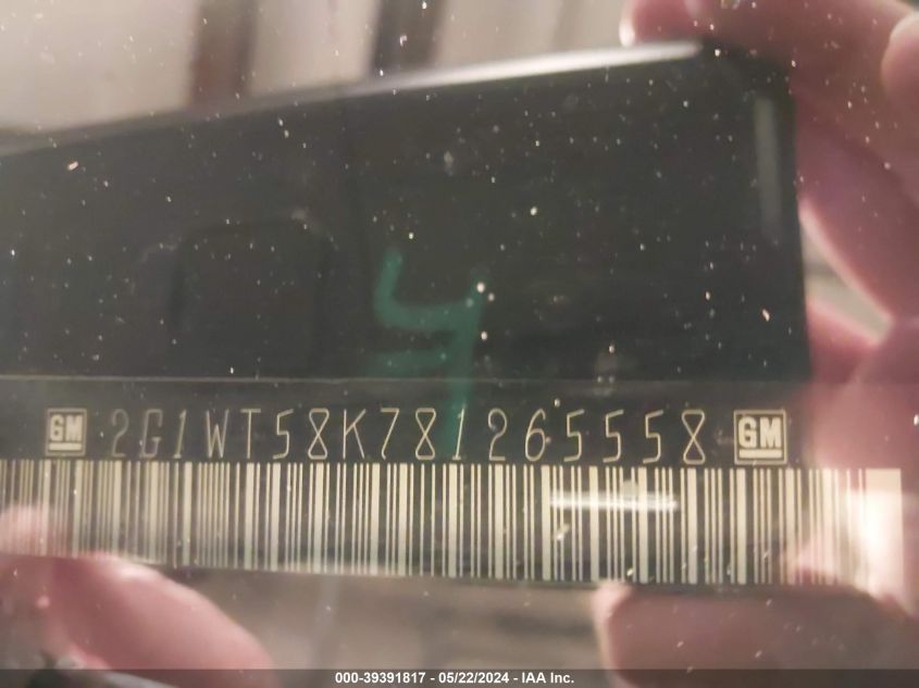 2008 Chevrolet Impala Lt VIN: 2G1WT58K781265558 Lot: 39391817