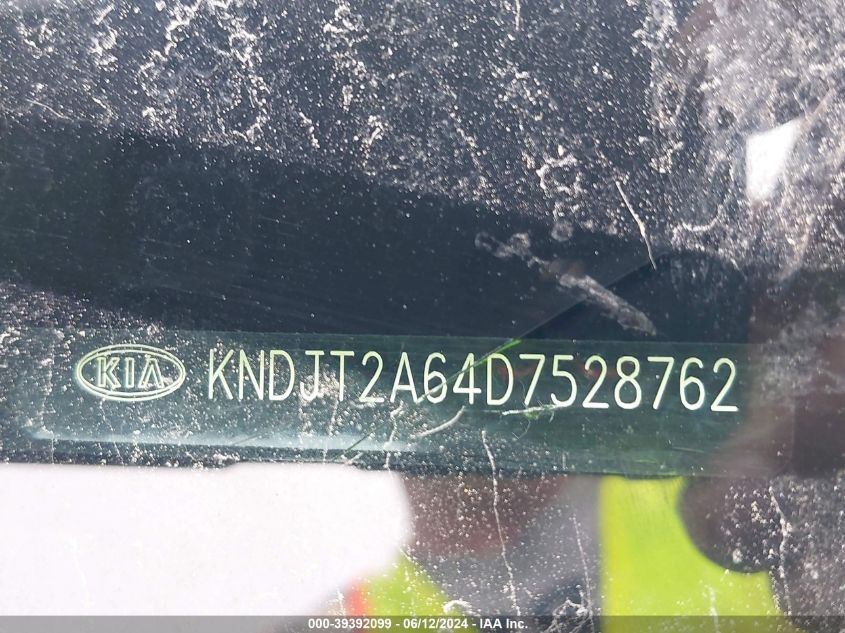 2013 Kia Soul + VIN: KNDJT2A64D7528762 Lot: 39392099