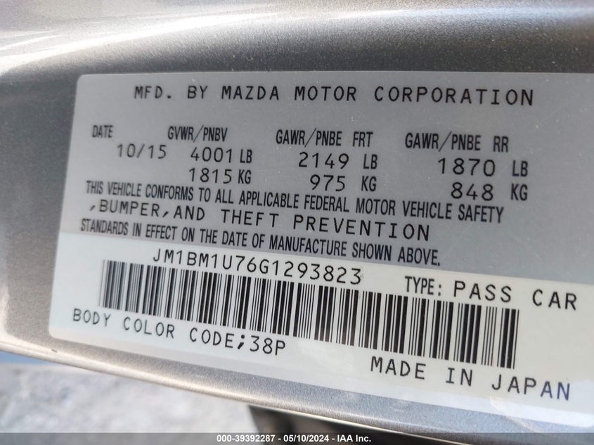 2016 MAZDA MAZDA3 SPORT - JM1BM1U76G1293823