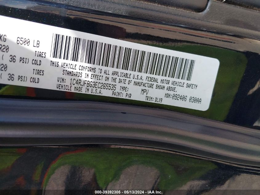 2014 Jeep Grand Cherokee Limited VIN: 1C4RJFBG3EC265535 Lot: 39392305
