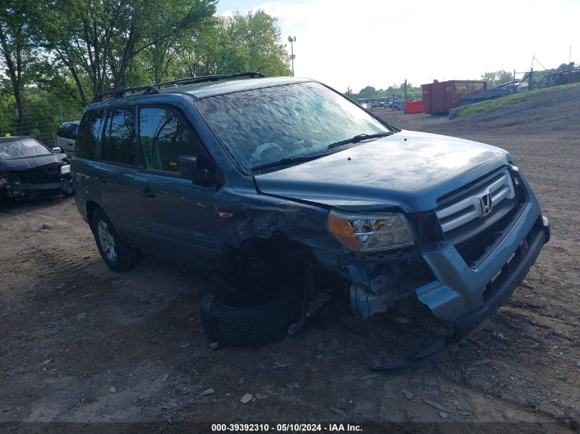 2007 Honda Pilot Lx VIN: 5FNYF28147B022038 Lot: 39392310