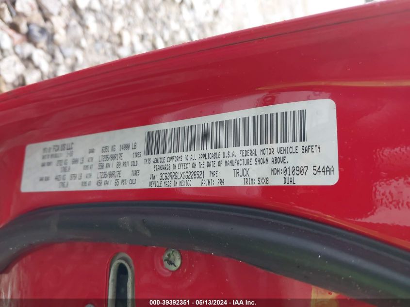 2016 Ram 3500 Tradesman VIN: 3C63RRGLXGG226521 Lot: 39392351