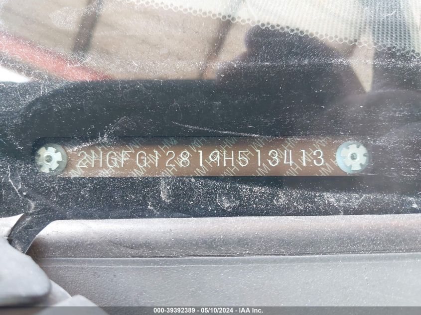 2009 Honda Civic Ex VIN: 2HGFG12819H513413 Lot: 39392389