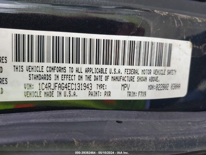 2014 Jeep Grand Cherokee Laredo VIN: 1C4RJFAG4EC131943 Lot: 39392464