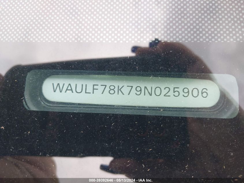 2009 Audi A4 2.0T Premium VIN: WAULF78K79N025906 Lot: 39392646