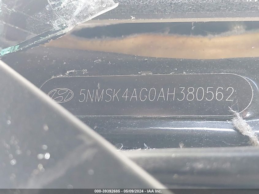 2010 Hyundai Santa Fe Limited V6 VIN: 5NMSK4AG0AH380562 Lot: 39392685