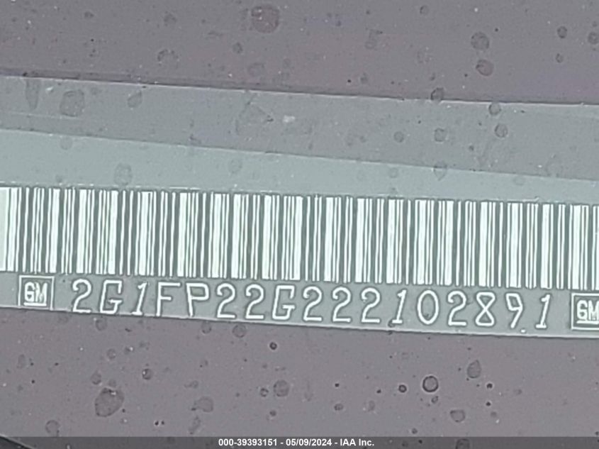 2002 Chevrolet Camaro Z28 VIN: 2G1FP22G222102891 Lot: 39393151