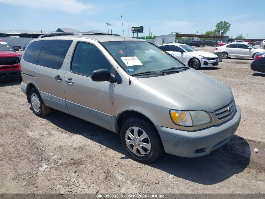 2001 Toyota Sienna Ce VIN: 4T3ZF19C21U346265 Lot: 39393205